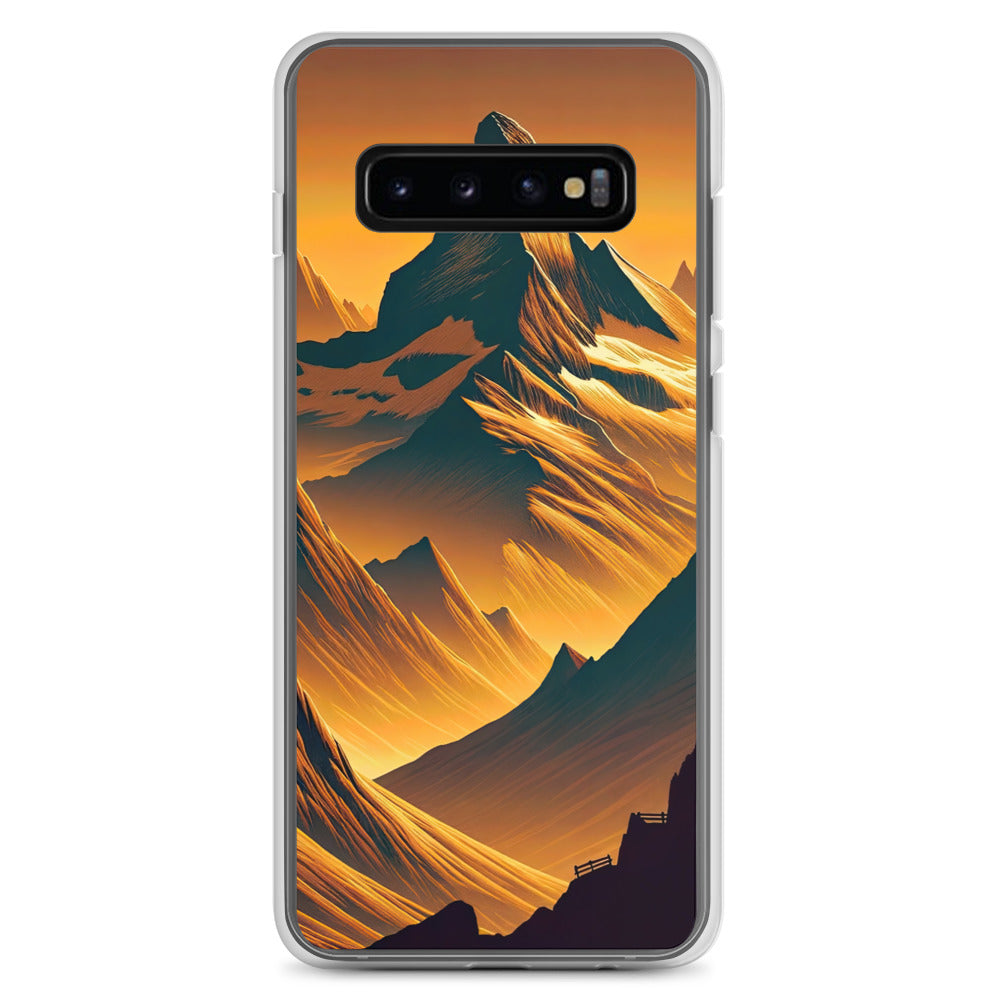 Fuchs in Alpen-Sonnenuntergang, goldene Berge und tiefe Täler - Samsung Schutzhülle (durchsichtig) camping xxx yyy zzz Samsung Galaxy S10+