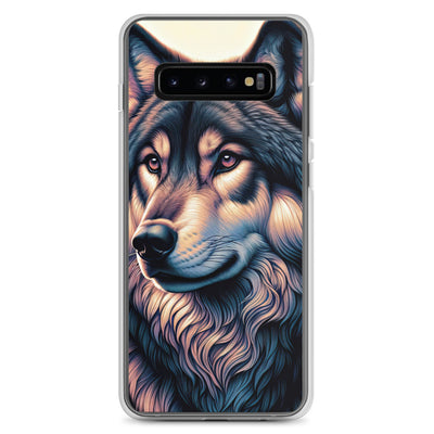 Majestätischer, glänzender Wolf in leuchtender Illustration (AN) - Samsung Schutzhülle (durchsichtig) xxx yyy zzz Samsung Galaxy S10+