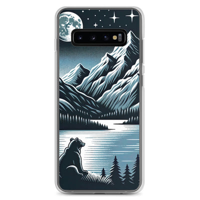 Bär in Alpen-Mondnacht, silberne Berge, schimmernde Seen - Samsung Schutzhülle (durchsichtig) camping xxx yyy zzz Samsung Galaxy S10+