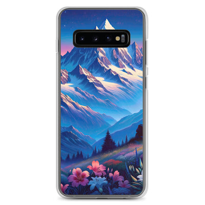 Steinbock bei Dämmerung in den Alpen, sonnengeküsste Schneegipfel - Samsung Schutzhülle (durchsichtig) berge xxx yyy zzz Samsung Galaxy S10+