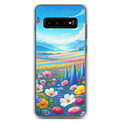 Weitläufiges Blumenfeld unter himmelblauem Himmel, leuchtende Flora - Samsung Schutzhülle (durchsichtig) camping xxx yyy zzz Samsung Galaxy S10+