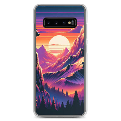 Alpen-Sonnenuntergang mit Bär auf Hügel, warmes Himmelsfarbenspiel - Samsung Schutzhülle (durchsichtig) camping xxx yyy zzz Samsung Galaxy S10+