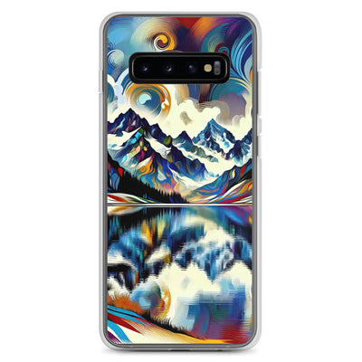Alpensee im Zentrum eines abstrakt-expressionistischen Alpen-Kunstwerks - Samsung Schutzhülle (durchsichtig) berge xxx yyy zzz Samsung Galaxy S10+