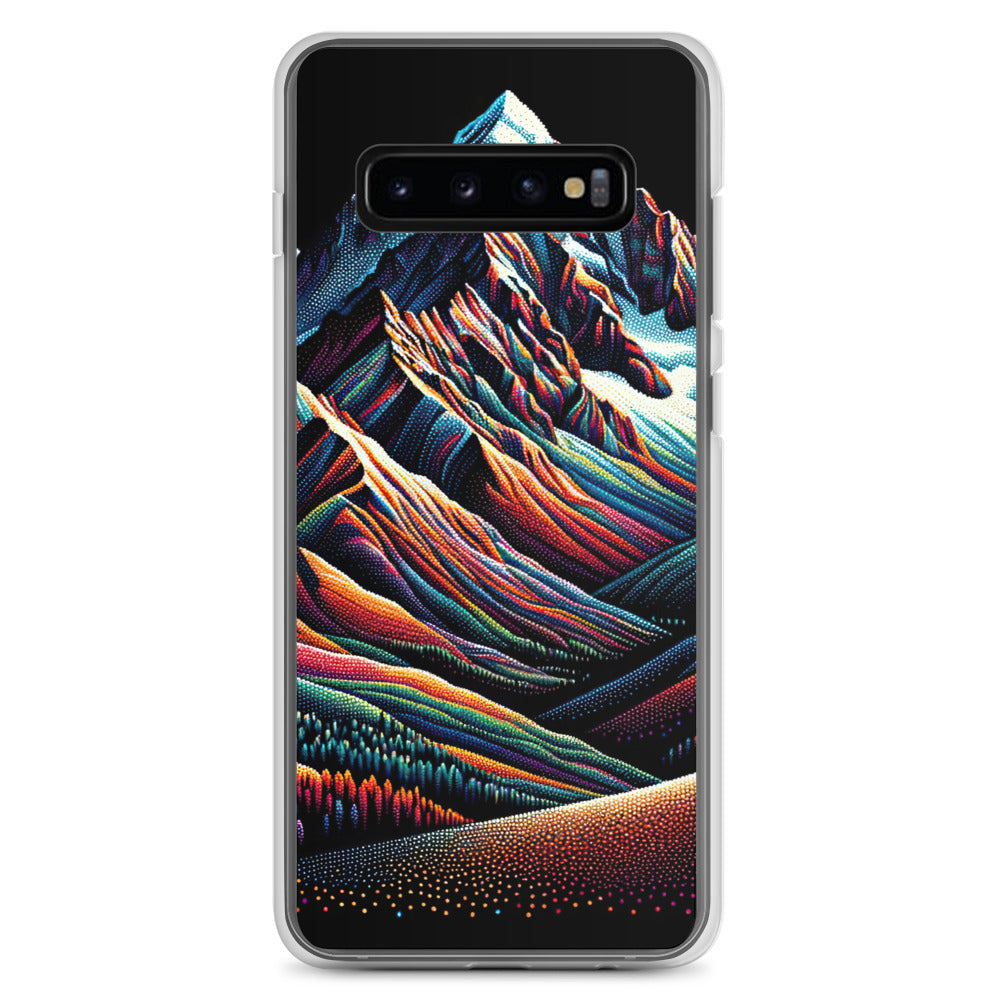 Pointillistische Darstellung der Alpen, Farbpunkte formen die Landschaft - Samsung Schutzhülle (durchsichtig) berge xxx yyy zzz Samsung Galaxy S10+