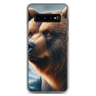 Ölgemälde, das das Gesicht eines starken realistischen Bären einfängt. Porträt - Samsung Schutzhülle (durchsichtig) camping xxx yyy zzz Samsung Galaxy S10+