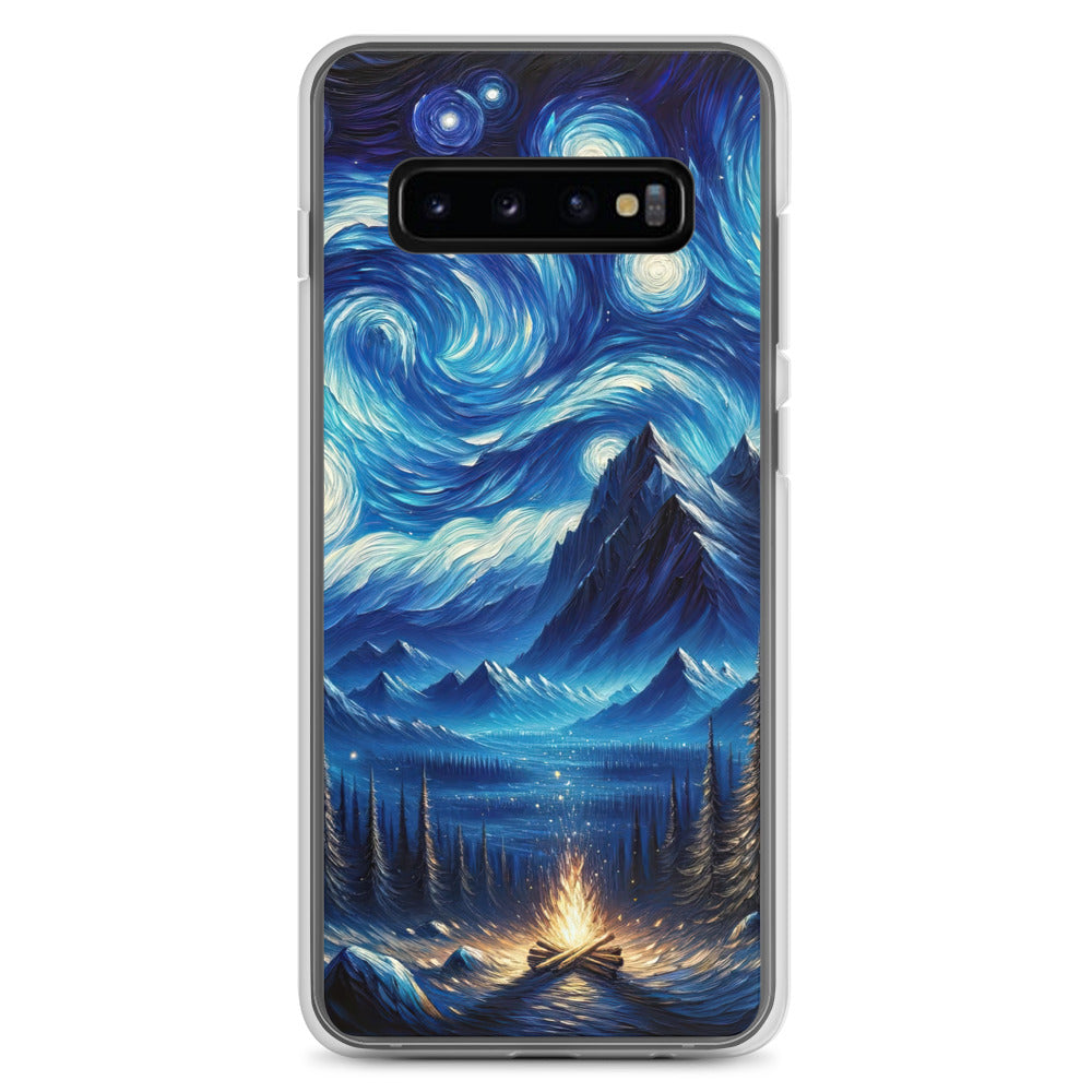 Sternennacht-Stil Ölgemälde der Alpen, himmlische Wirbelmuster - Samsung Schutzhülle (durchsichtig) berge xxx yyy zzz Samsung Galaxy S10+