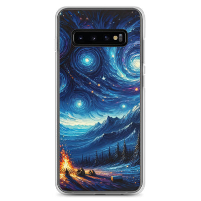 Sternennacht über den Alpen inspiriertes Ölgemälde, mystischer Nachthimmel in Blau - Samsung Schutzhülle (durchsichtig) camping xxx yyy zzz Samsung Galaxy S10+