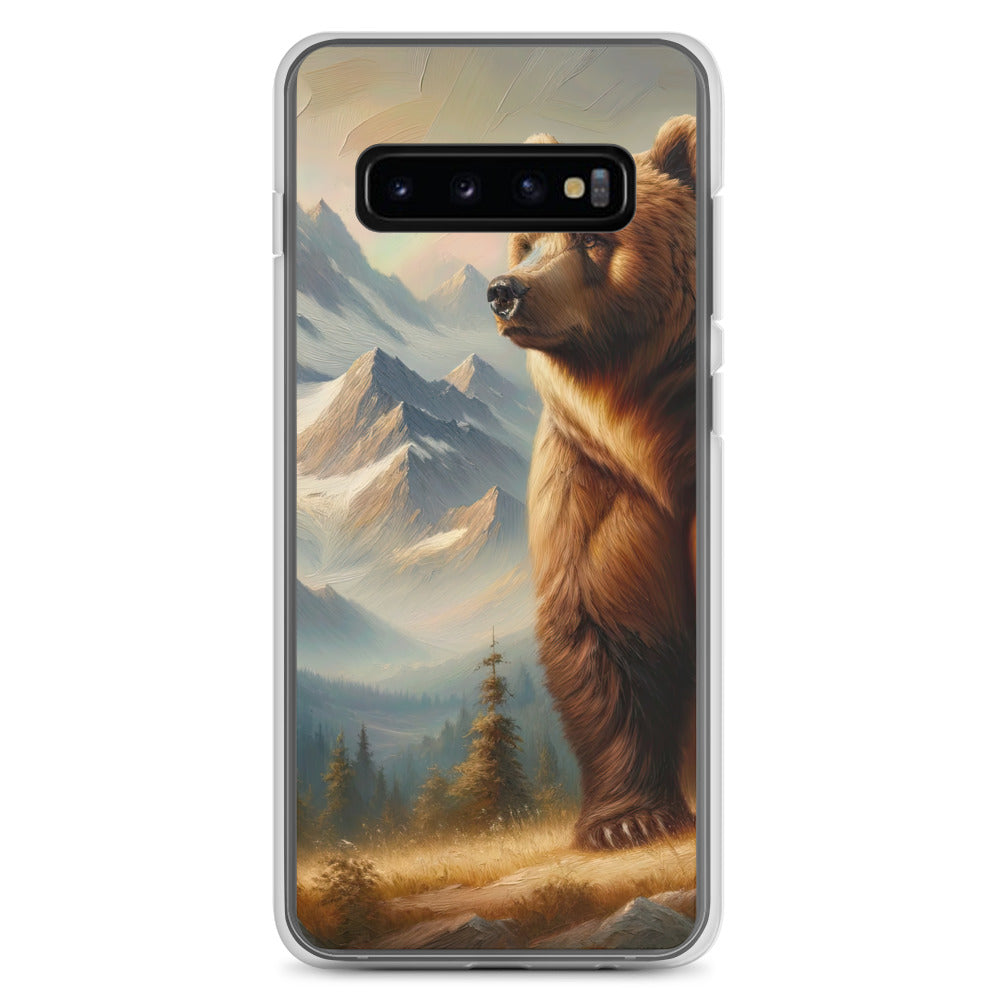 Ölgemälde eines königlichen Bären vor der majestätischen Alpenkulisse - Samsung Schutzhülle (durchsichtig) camping xxx yyy zzz Samsung Galaxy S10+