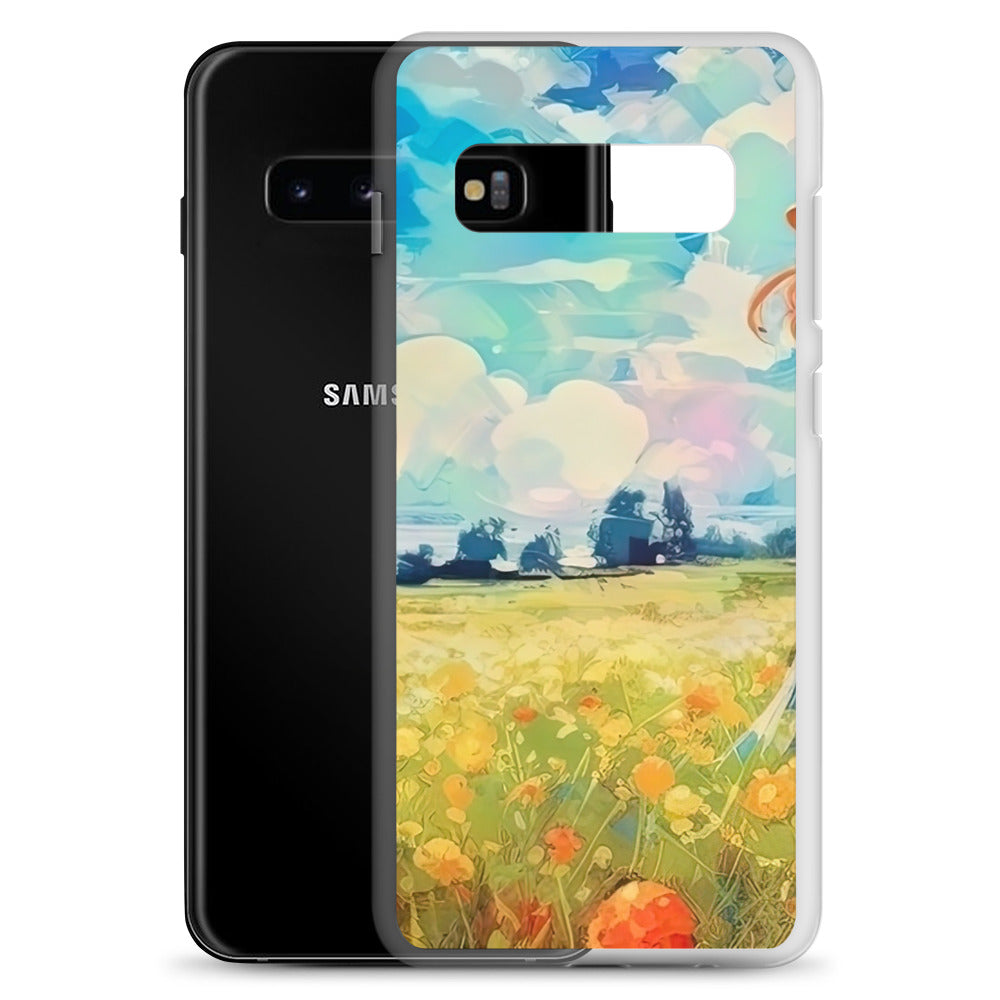 Dame mit Hut im Feld mit Blumen - Landschaftsmalerei - Samsung Schutzhülle (durchsichtig) camping xxx