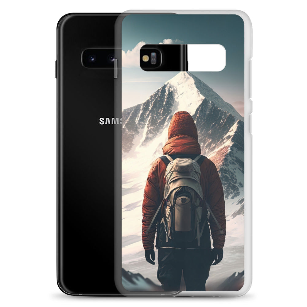 Wanderer von hinten vor einem Berg - Malerei - Samsung Schutzhülle (durchsichtig) berge xxx