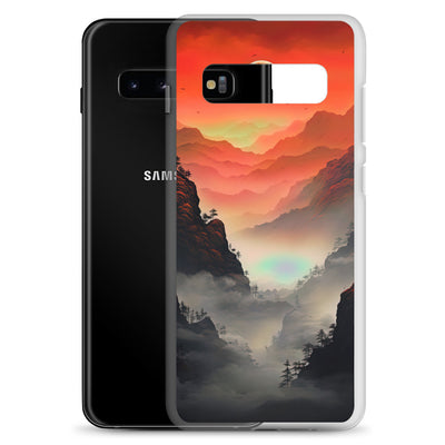 Gebirge, rote Farben und Nebel - Episches Kunstwerk - Samsung Schutzhülle (durchsichtig) berge xxx
