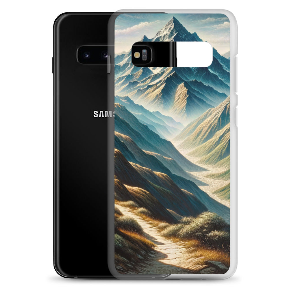 Berglandschaft: Acrylgemälde mit hervorgehobenem Pfad - Samsung Schutzhülle (durchsichtig) berge xxx yyy zzz