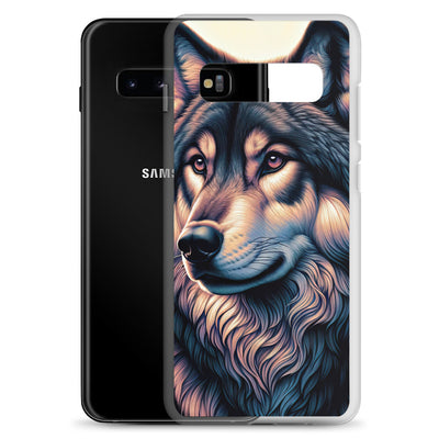 Majestätischer, glänzender Wolf in leuchtender Illustration (AN) - Samsung Schutzhülle (durchsichtig) xxx yyy zzz