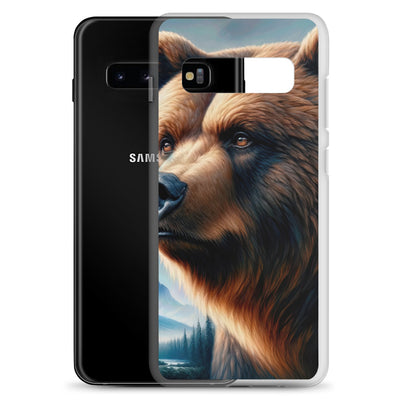 Ölgemälde, das das Gesicht eines starken realistischen Bären einfängt. Porträt - Samsung Schutzhülle (durchsichtig) camping xxx yyy zzz