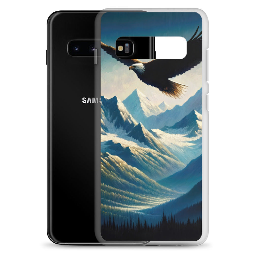 Ölgemälde eines Adlers vor schneebedeckten Bergsilhouetten - Samsung Schutzhülle (durchsichtig) berge xxx yyy zzz