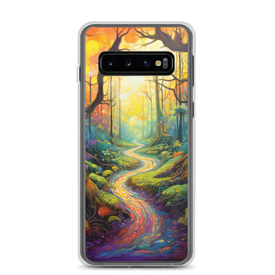 Wald und Wanderweg - Bunte, farbenfrohe Malerei - Samsung Schutzhülle (durchsichtig) camping xxx Samsung Galaxy S10