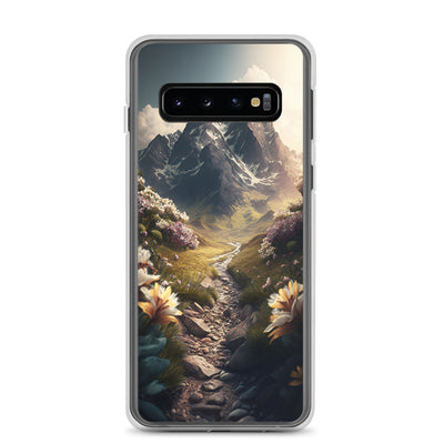 Epischer Berg, steiniger Weg und Blumen - Realistische Malerei - Samsung Schutzhülle (durchsichtig) berge xxx Samsung Galaxy S10