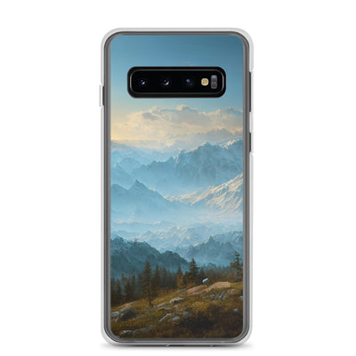 Schöne Berge mit Nebel bedeckt - Ölmalerei - Samsung Schutzhülle (durchsichtig) berge xxx Samsung Galaxy S10