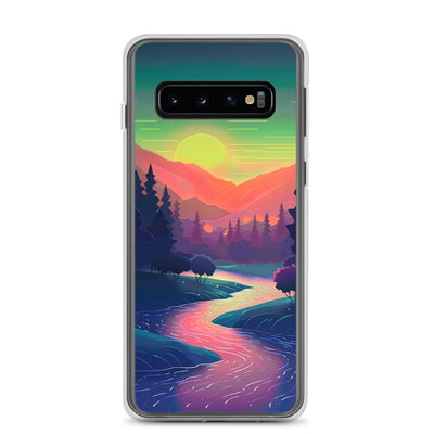 Berge, Fluss, Sonnenuntergang - Malerei - Samsung Schutzhülle (durchsichtig) berge xxx Samsung Galaxy S10