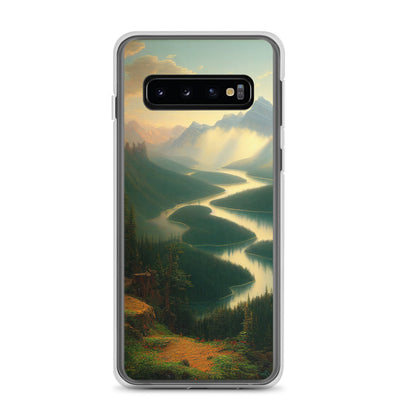 Landschaft mit Bergen, See und viel grüne Natur - Malerei - Samsung Schutzhülle (durchsichtig) berge xxx Samsung Galaxy S10