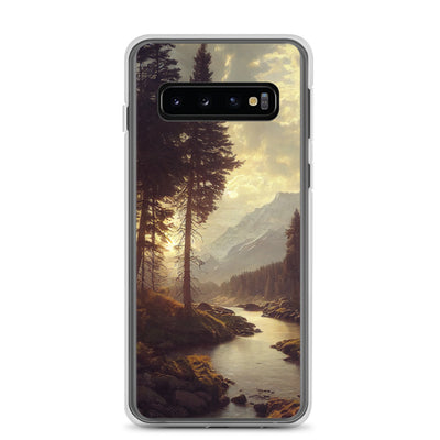 Landschaft mit Bergen, Fluss und Bäumen - Malerei - Samsung Schutzhülle (durchsichtig) berge xxx Samsung Galaxy S10