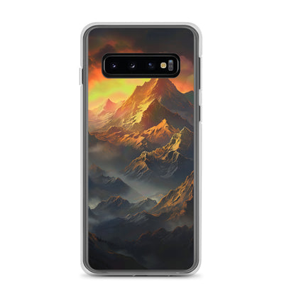 Wunderschöne Himalaya Gebirge im Nebel und Sonnenuntergang - Malerei - Samsung Schutzhülle (durchsichtig) berge xxx Samsung Galaxy S10