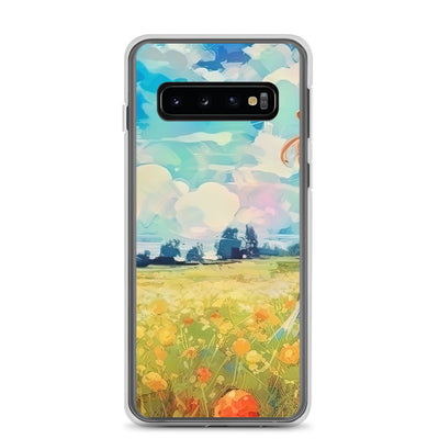 Dame mit Hut im Feld mit Blumen - Landschaftsmalerei - Samsung Schutzhülle (durchsichtig) camping xxx Samsung Galaxy S10