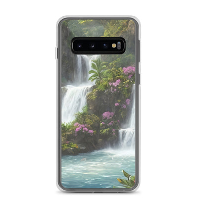 Wasserfall im Wald und Blumen - Schöne Malerei - Samsung Schutzhülle (durchsichtig) camping xxx Samsung Galaxy S10