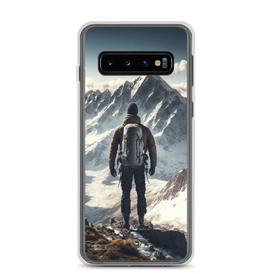 Wanderer auf Berg von hinten - Malerei - Samsung Schutzhülle (durchsichtig) berge xxx Samsung Galaxy S10