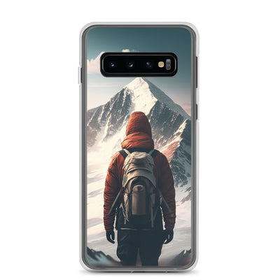 Wanderer von hinten vor einem Berg - Malerei - Samsung Schutzhülle (durchsichtig) berge xxx Samsung Galaxy S10