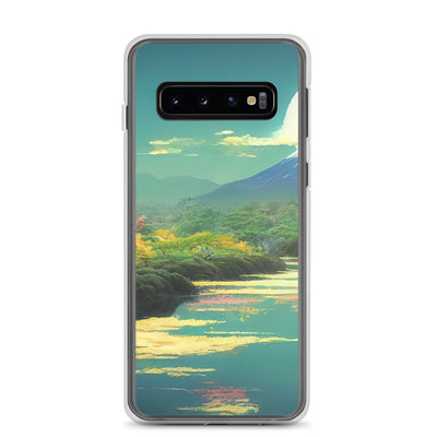 Berg, See und Wald mit pinken Bäumen - Landschaftsmalerei - Samsung Schutzhülle (durchsichtig) berge xxx Samsung Galaxy S10