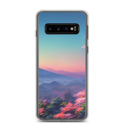 Berg und Wald mit pinken Bäumen - Landschaftsmalerei - Samsung Schutzhülle (durchsichtig) berge xxx Samsung Galaxy S10