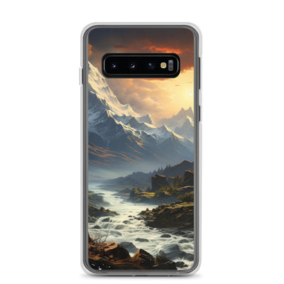 Berge, Sonne, steiniger Bach und Wolken - Epische Stimmung - Samsung Schutzhülle (durchsichtig) berge xxx Samsung Galaxy S10