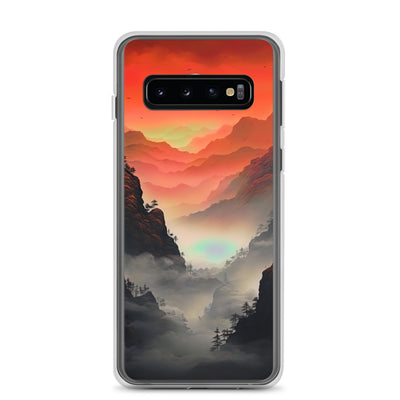 Gebirge, rote Farben und Nebel - Episches Kunstwerk - Samsung Schutzhülle (durchsichtig) berge xxx Samsung Galaxy S10