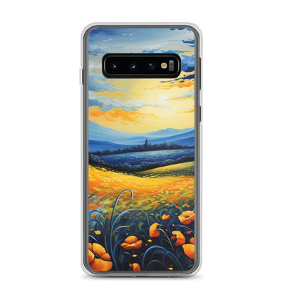 Berglandschaft mit schönen gelben Blumen - Landschaftsmalerei - Samsung Schutzhülle (durchsichtig) berge xxx Samsung Galaxy S10