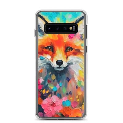 Schöner Fuchs im Blumenfeld - Farbige Malerei - Samsung Schutzhülle (durchsichtig) camping xxx Samsung Galaxy S10
