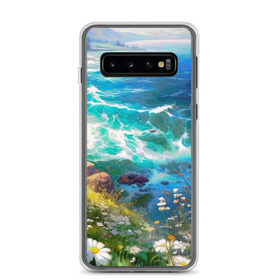 Berge, Blumen, Fluss und Steine - Malerei - Samsung Schutzhülle (durchsichtig) camping xxx Samsung Galaxy S10