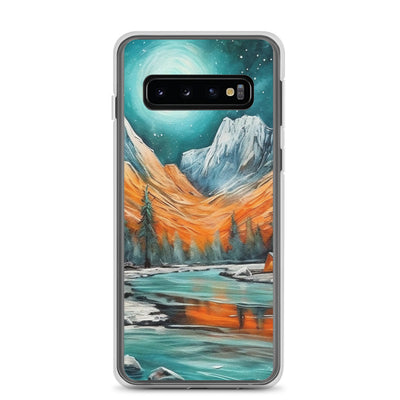 Berglandschaft und Zelte - Nachtstimmung - Landschaftsmalerei - Samsung Schutzhülle (durchsichtig) camping xxx Samsung Galaxy S10