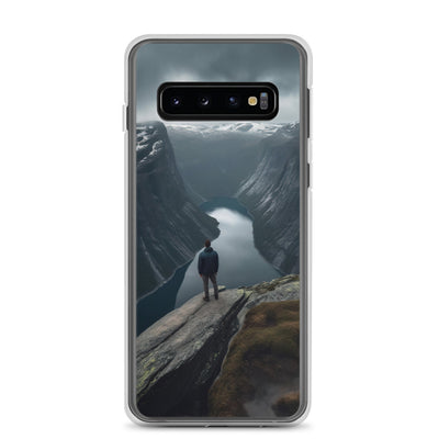 Mann auf Bergklippe - Norwegen - Samsung Schutzhülle (durchsichtig) berge xxx Samsung Galaxy S10