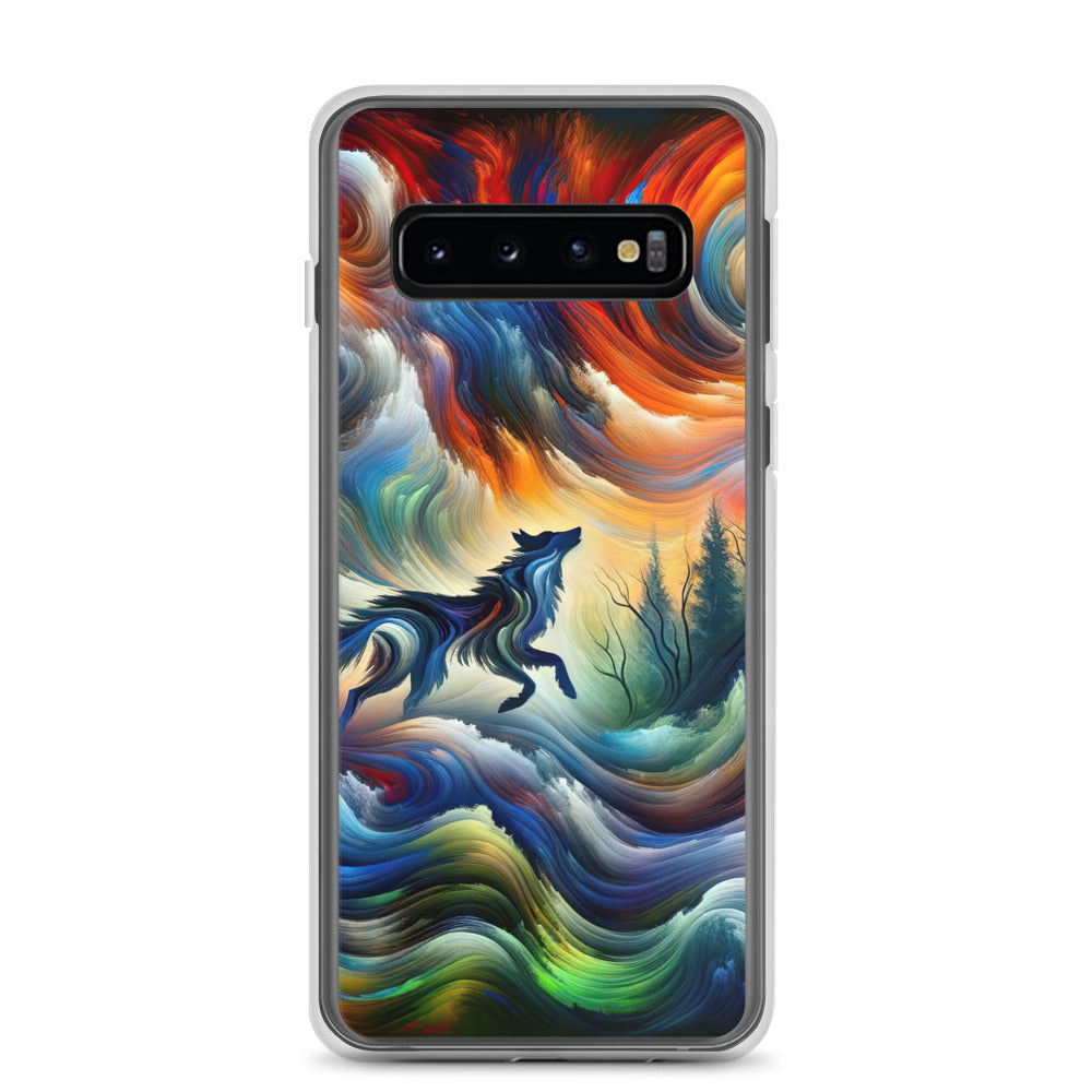 Alpen Abstraktgemälde mit Wolf Silhouette in lebhaften Farben (AN) - Samsung Schutzhülle (durchsichtig) xxx yyy zzz Samsung Galaxy S10