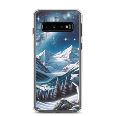 Sternennacht und Eisbär: Acrylgemälde mit Milchstraße, Alpen und schneebedeckte Gipfel - Samsung Schutzhülle (durchsichtig) camping xxx yyy zzz Samsung Galaxy S10