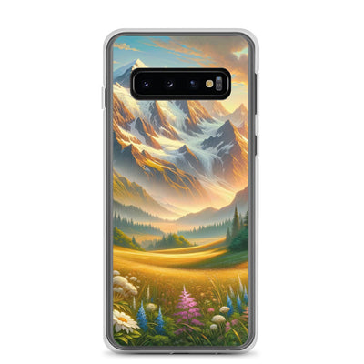 Heitere Alpenschönheit: Schneeberge und Wildblumenwiesen - Samsung Schutzhülle (durchsichtig) berge xxx yyy zzz Samsung Galaxy S10