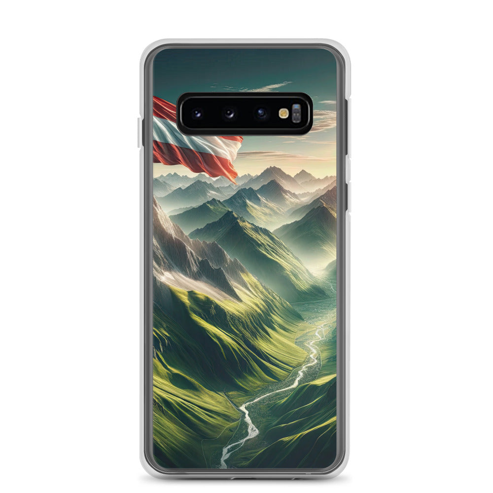 Alpen Gebirge: Fotorealistische Bergfläche mit Österreichischer Flagge - Samsung Schutzhülle (durchsichtig) berge xxx yyy zzz Samsung Galaxy S10