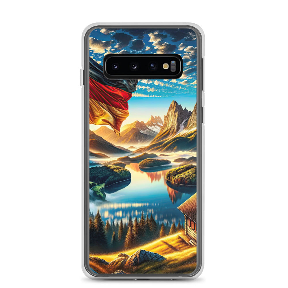Alpen Gebirge im Morgenlicht: Kunstwerk mit Deutsche Flagge - Samsung Schutzhülle (durchsichtig) berge xxx yyy zzz Samsung Galaxy S10