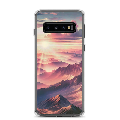 Schöne Berge bei Sonnenaufgang: Malerei in Pastelltönen - Samsung Schutzhülle (durchsichtig) berge xxx yyy zzz Samsung Galaxy S10