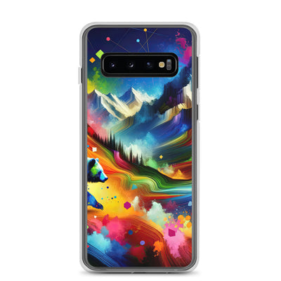 Neonfarbener Alpen Bär in abstrakten geometrischen Formen - Samsung Schutzhülle (durchsichtig) camping xxx yyy zzz Samsung Galaxy S10