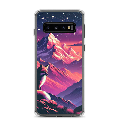 Fuchs im dramatischen Sonnenuntergang: Digitale Bergillustration in Abendfarben - Samsung Schutzhülle (durchsichtig) camping xxx yyy zzz Samsung Galaxy S10