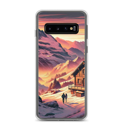 Berghütte im goldenen Sonnenuntergang: Digitale Alpenillustration - Samsung Schutzhülle (durchsichtig) berge xxx yyy zzz Samsung Galaxy S10