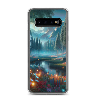 Ätherischer Alpenwald: Digitale Darstellung mit leuchtenden Bäumen und Blumen - Samsung Schutzhülle (durchsichtig) camping xxx yyy zzz Samsung Galaxy S10