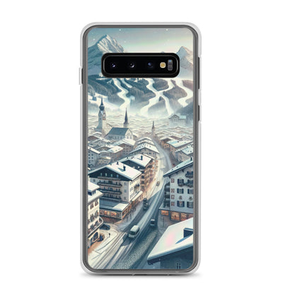 Winter in Kitzbühel: Digitale Malerei von schneebedeckten Dächern - Samsung Schutzhülle (durchsichtig) berge xxx yyy zzz Samsung Galaxy S10